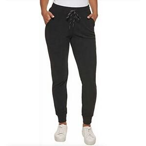 2/$15 Marc New York Midweight Ribbed Jogger Pants Black Ankle Drawstring Size S